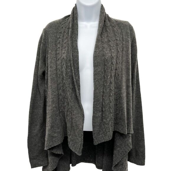 Wool Blend Drape Waterfall Open Front Cable Knit Cardigan Sweater Top Forever 21 - Picture 3 of 6